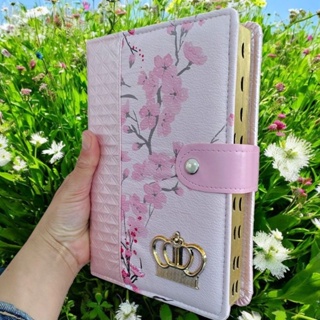 Bíblia Sagrada Luxo Capa Botão  Rosa Floral Harpa Palavras Jesus Em Vermelho Letra média Índice Evangélica Mulher em Oferta na Shopee