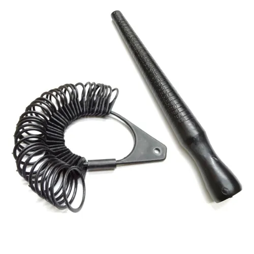 Aneleira + Medidor De Anel pra ourives em geral - Kit Plástico Cor Preto, ourivesaria kit medidor de dedo