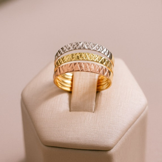 ANEL TRÊS OUROS DIAMANTADO BANHO OURO 18K em Oferta na Shopee