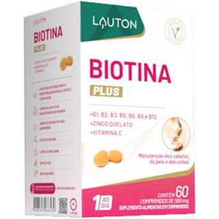 Biotina Premium com   B1 B2 B3 B5 B6 B9 B12, C e Zinco Quelato - 60 Capsulas Concentradas Lauton - Cabelo, Pele e Unha em Oferta na Shopee