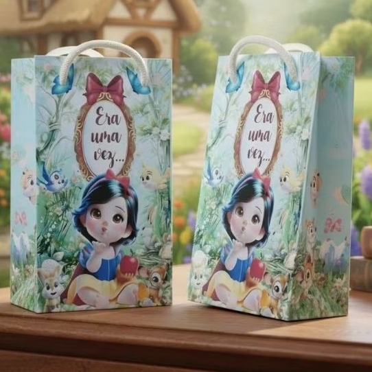 Sacolinha Surpresa Personalizada lembrancinha de Aniversário Branca de Neve Baby-Envio Imediato
