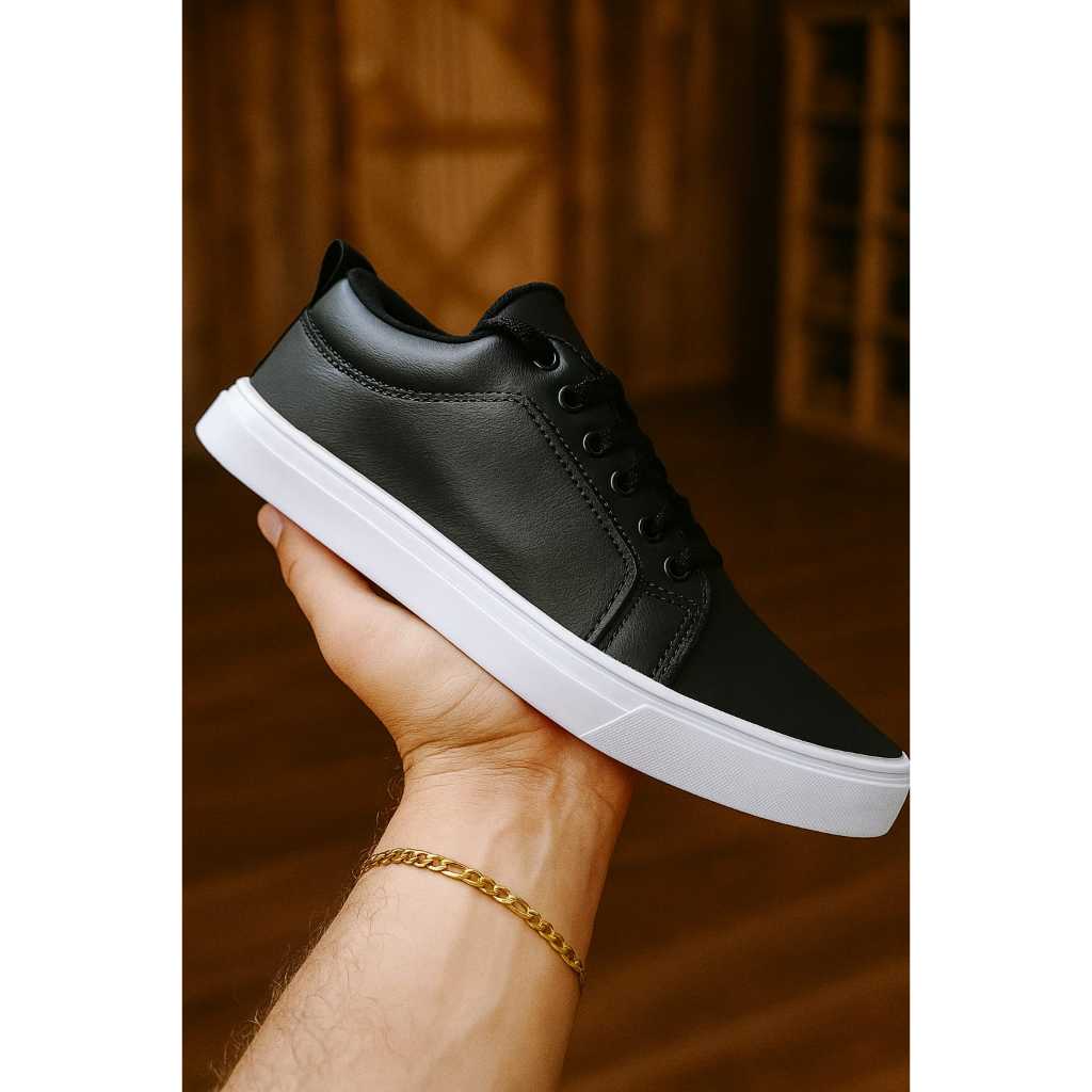 Sapatenis Masculino Tênis Casual Confortável Couro Urban Social Dia a Dia Trabalho Estiloso