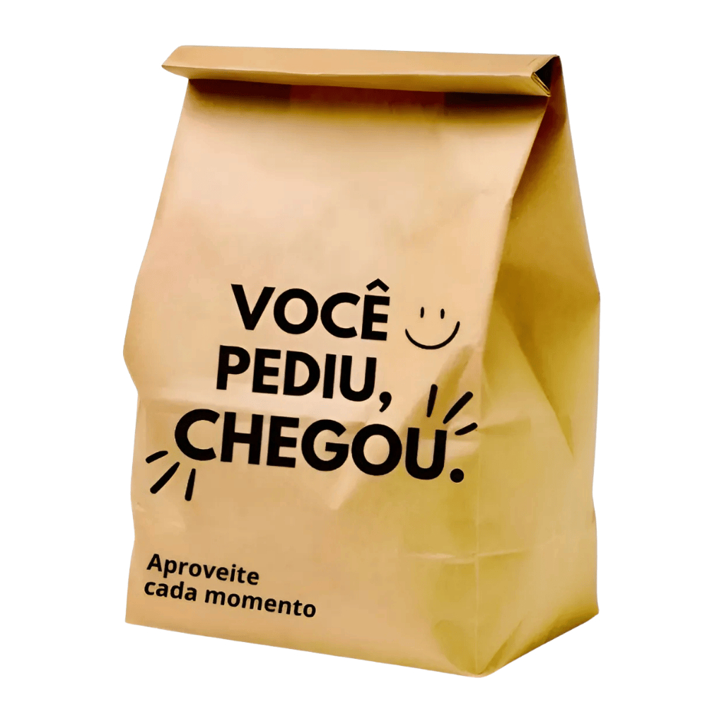 Pacote 50 Unidades Saco Kraft Delivery PEDIU CHEGOU Tamanhos  PP P M G GG em Oferta na Shopee