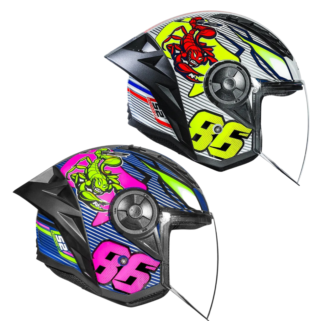 Capacete LS2 Airflow 2 S – Sting White/Yellow e Dark Blue/Pink