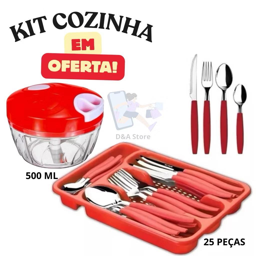 Kit Conjunto de Talheres Com Organizador Gaveteiro E Ou Processador Triturador Manual de Alimentos