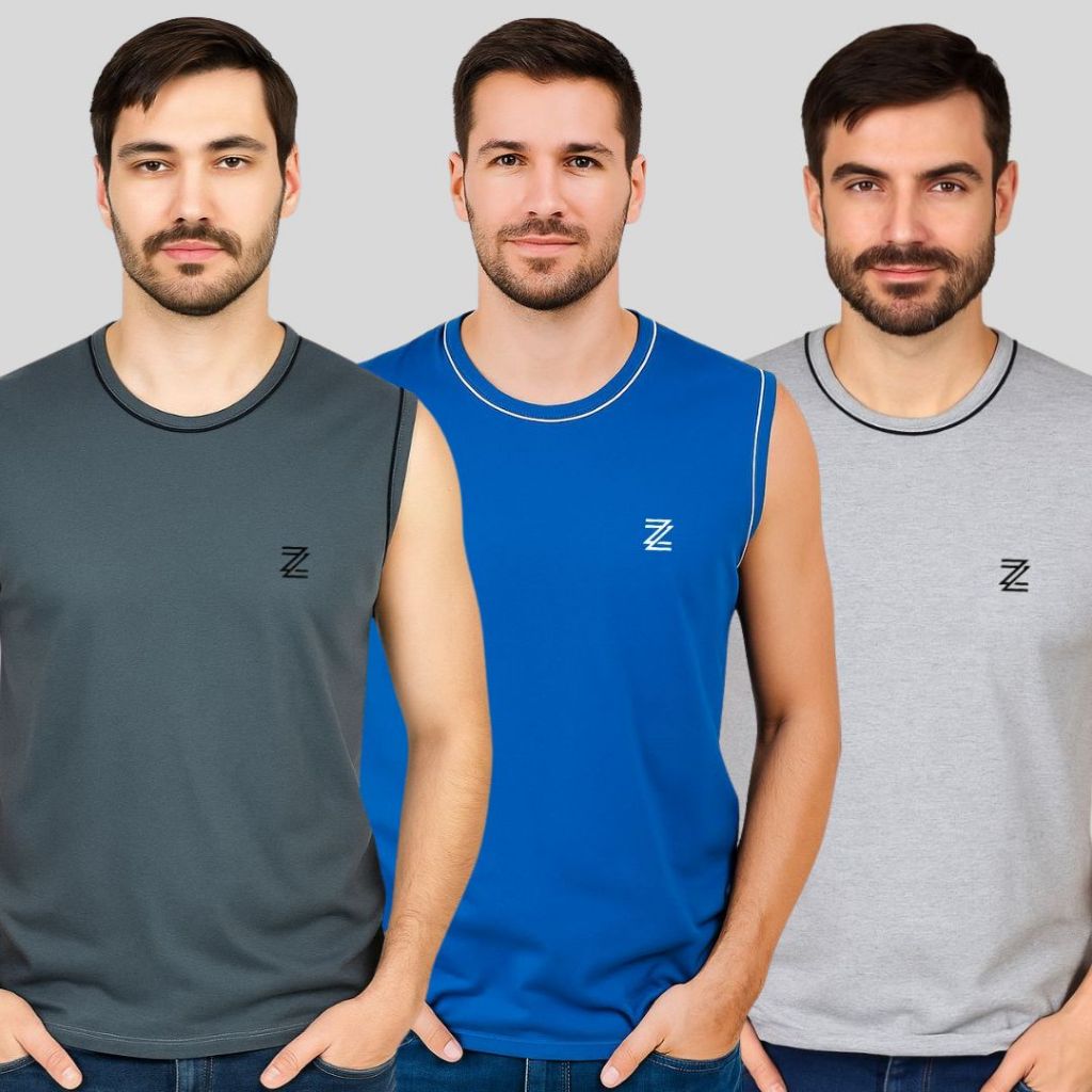 Kit 3 regatas machão 100% algodão logotipo P ao G5 em Oferta na Shopee