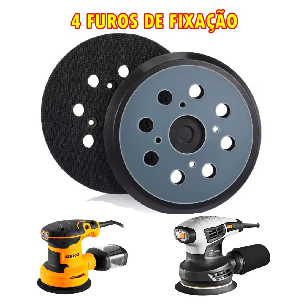 Base de Velcro 4 Furos Para Lixadeira Roto Orbital Deko