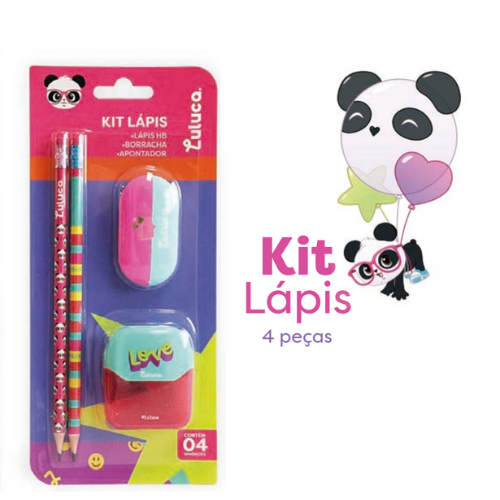 Kit Material Escolar Luluca Com 2 lápis Borracha e Apontador em Oferta na Shopee