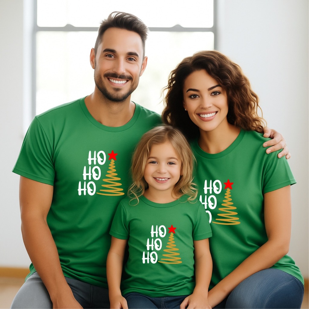 CONJUNTO KIT FAMILIA FELIZ NATAL HO HO ESTRELA PINHEIRO TAL PAI MAE FILHA FILHO BEBE