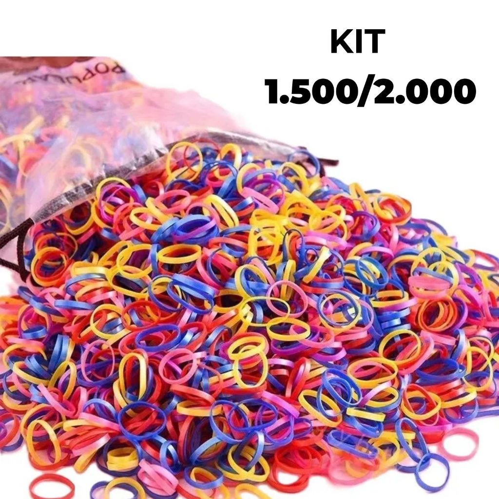 Kit 2000 Peças Bolsa Elástico De Cabelo Feminino Descartável Multicolorido
