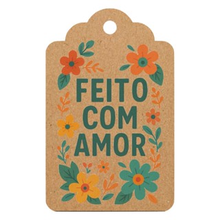 Tag Feito com Amor para Embalagem | Papel Kraft Floral em Oferta na Shopee