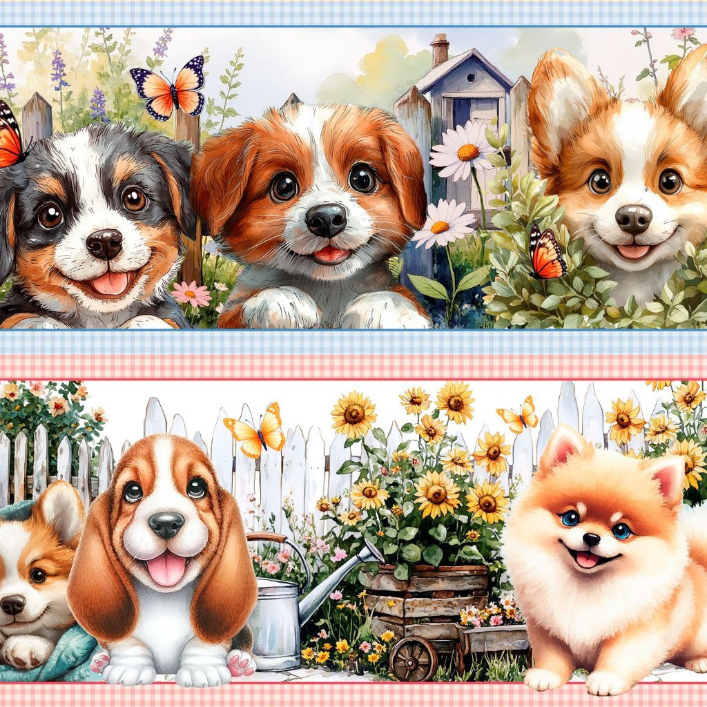 TRICOLINE DIGITAL ALGODÃO 100% BARRADO CACHORRINHOS — imagem 2 de 2