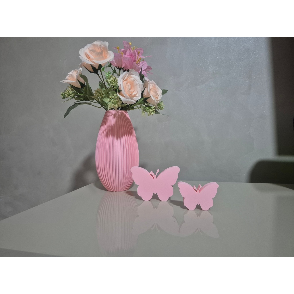 Kit vaso + borboletas decoração sala quarto cozinha luxo