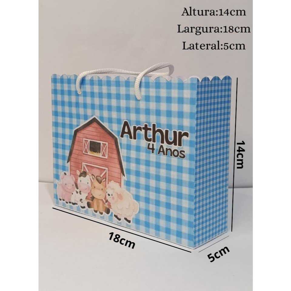 Sacolinha Personalizada - Sacolinha Personalizada Fazendinha - Sacolinha pra Lembrancinha - Sacolinha pra Aniversário