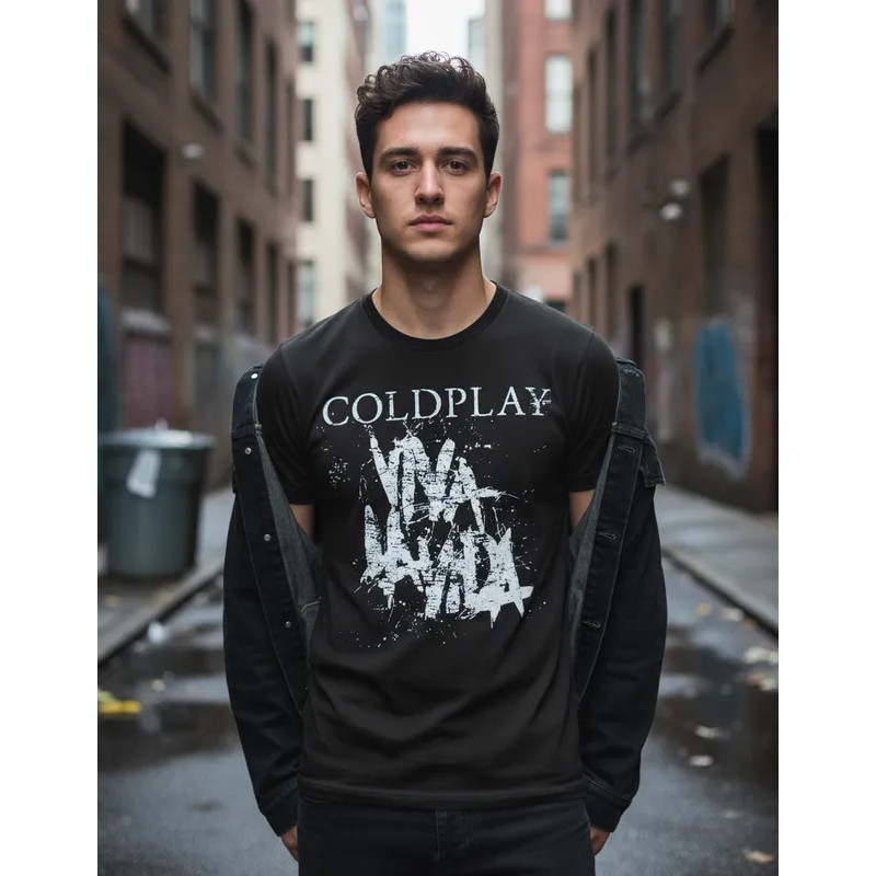 Camiseta Coldplay camisa preta blusa banda de rock viva la vida HCD1010