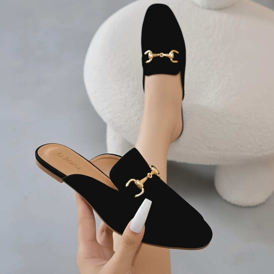 Mule Feminino Bico Fico em Nobuck Aveludado Sapatilha Rasteira Tamanhos Grandes em Oferta na Shopee