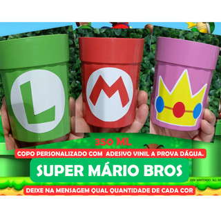 Copo personalizado super mario para festa infantil Copo 300 ml Mario Bros Ideal Para Festas Lembrancinhas