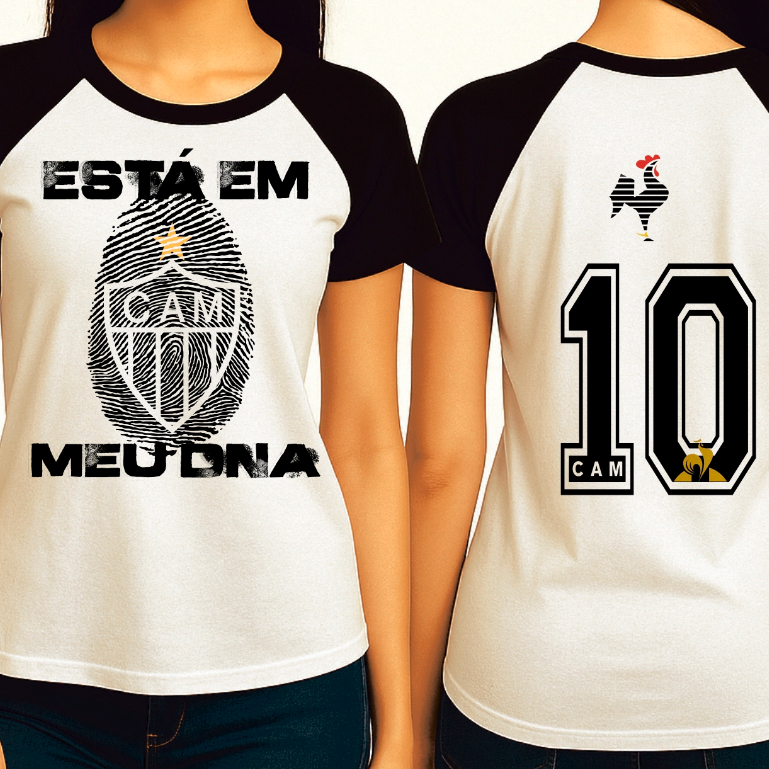 Baby-Look ou Camiseta Atlético Mineiro Camiseta Branca Personalizada Com Nome