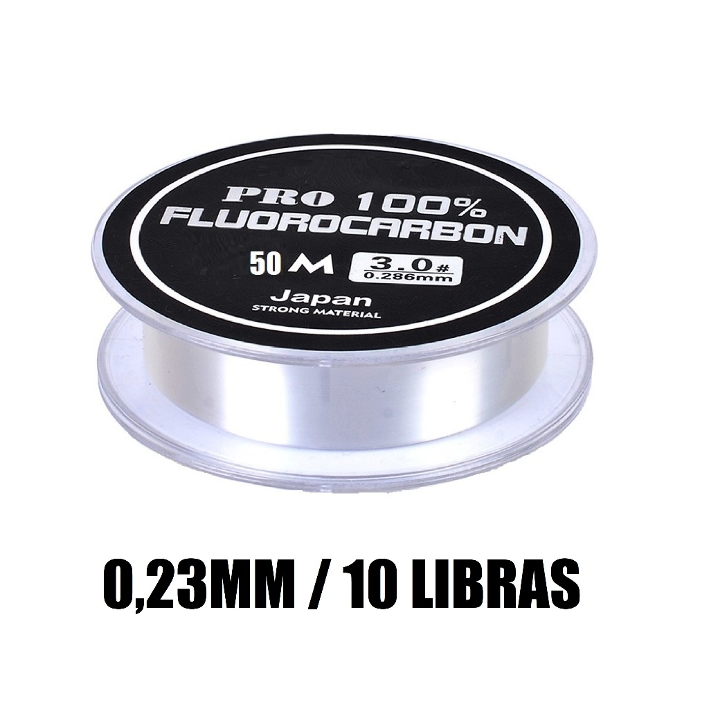 Linha De Pesca 100% Fluorcarbono Leader Gudaoshop 0,23mm - 10 Libras com 50 metros Transparente