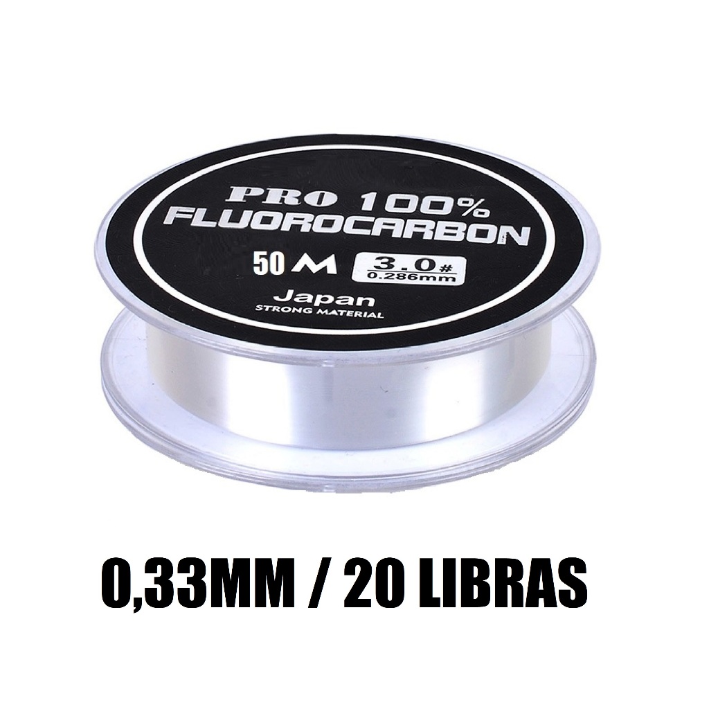 Linha De Pesca 100% Fluorcarbono Leader Gudaoshop 0,33mm - 20 Libras com 50 metros Transparente