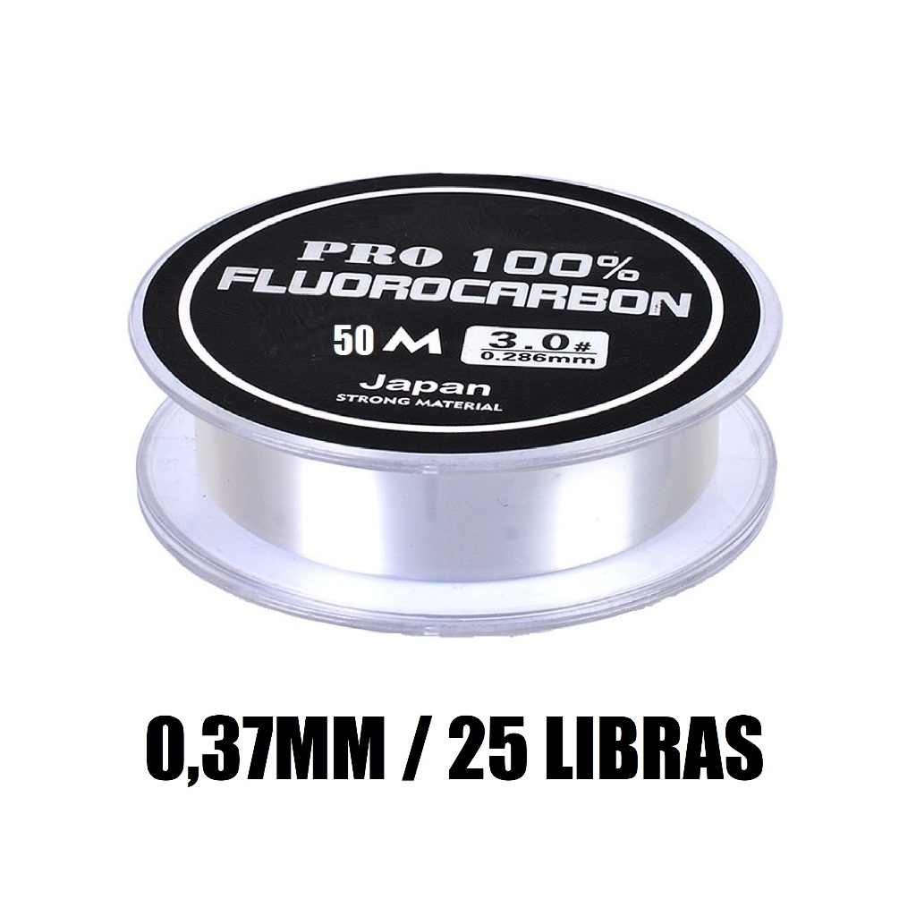 Linha De Pesca 100% Fluorcarbono Leader Gudaoshop 0,37mm - 25 Libras com 50 metros Transparente