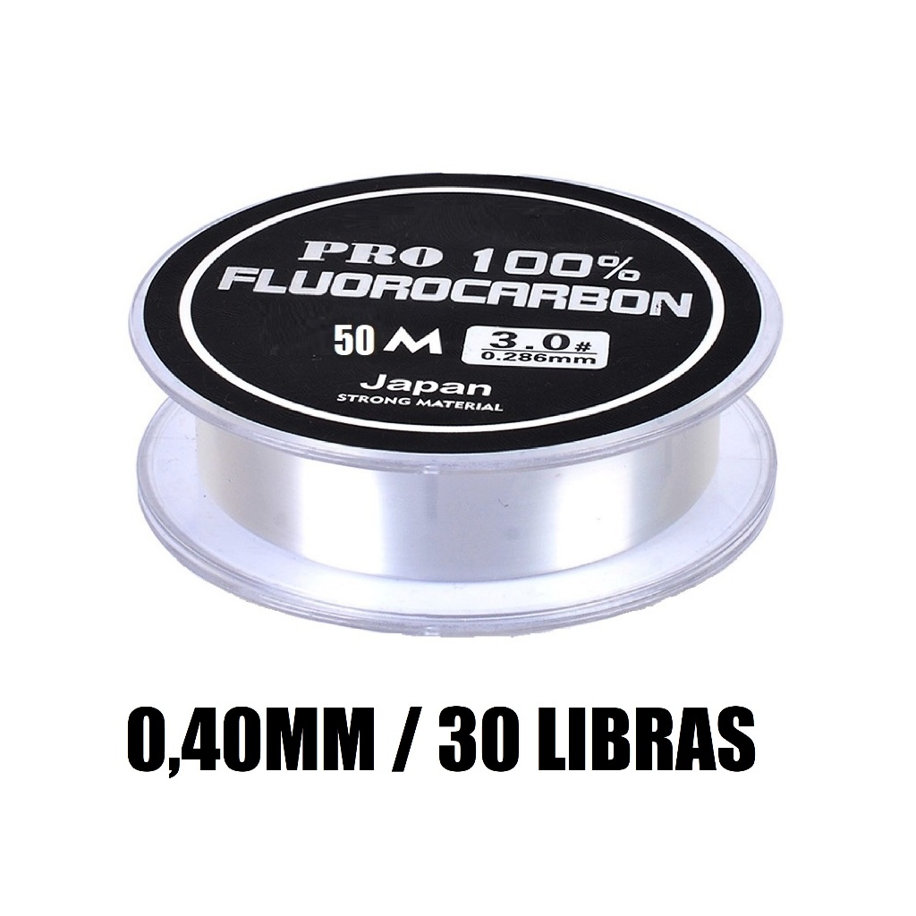 Linha De Pesca 100% Fluorcarbono Leader Gudaoshop 0,40mm - 30 Libras com 50 metros Transparente