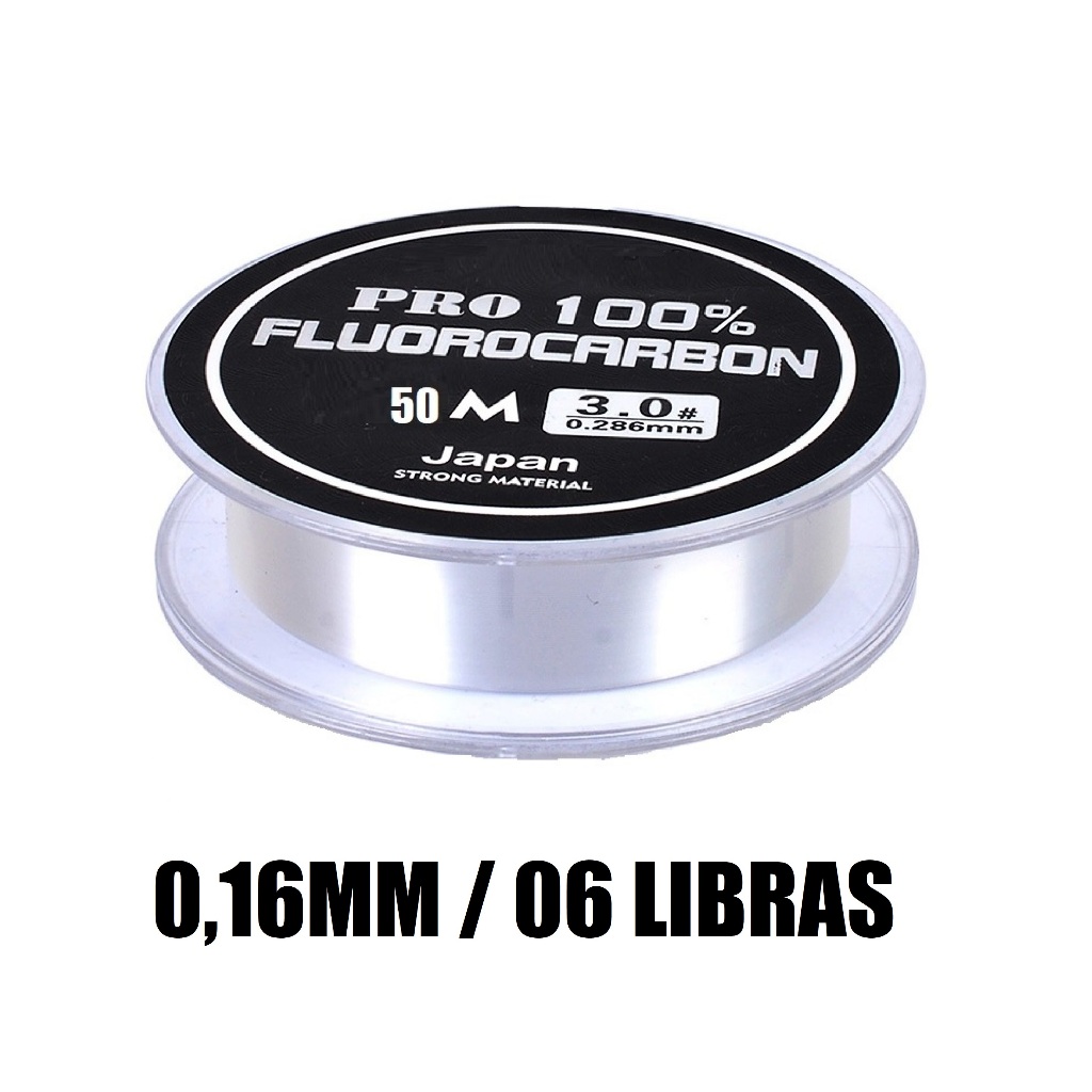 Linha De Pesca 100% Fluorcarbono Leader Gudaoshop 0,16mm - 06 Libras com 50 metros Transparente