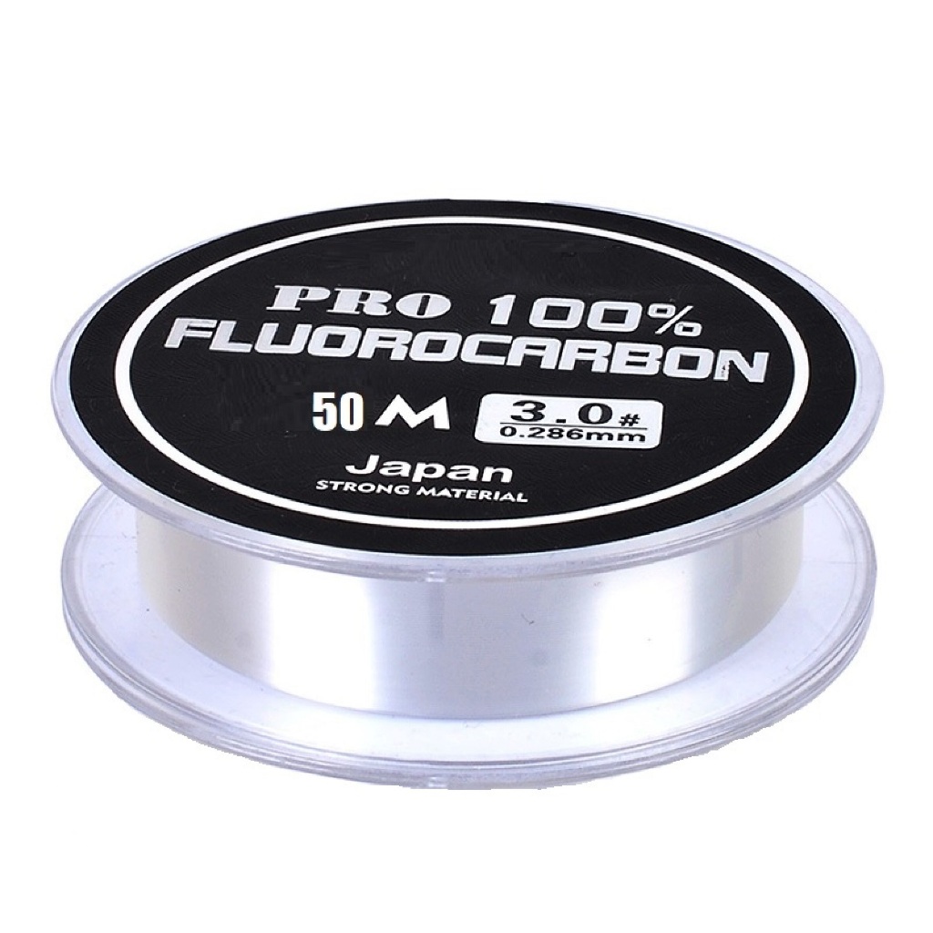 Linha De Pesca 100% Fluorcarbono Leader Gudaoshop com 50m Transparente Carretel com 50 Metros Diversas Espessuras