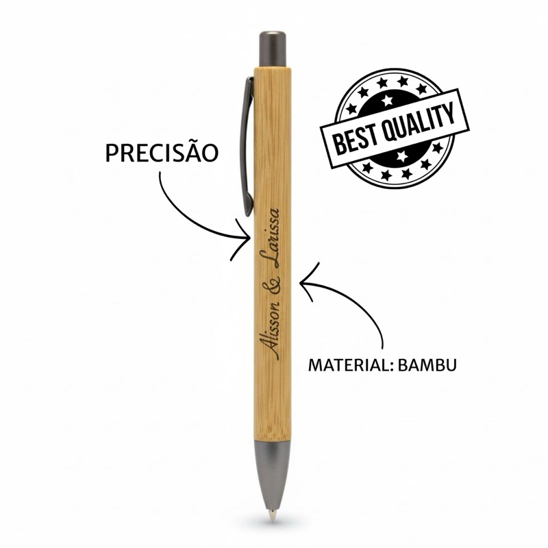 Detalhes do ️ Kit Ecológico Personalizado – Caneta e Lapiseira em Bambu com Nome Gravado
