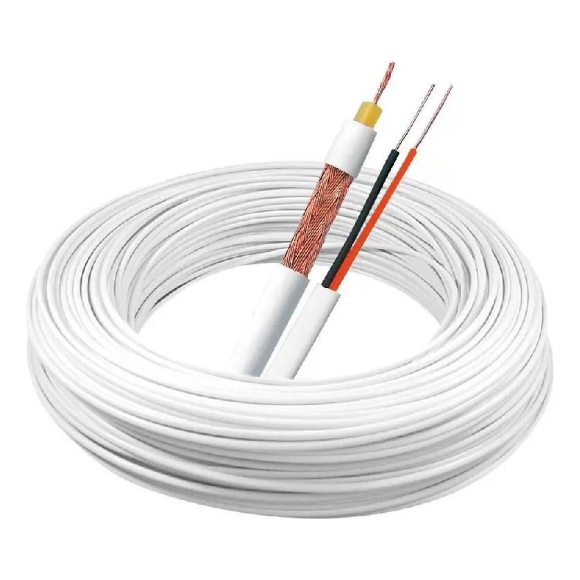Cabo Cftv 4mm 80% Rolo Dupla Blindagem 100 Metros Para Câmeras Condutti Cor Branco