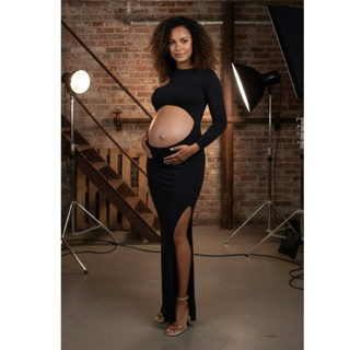 Vestido para ensaio de fotos de gestante com recortes em Oferta na Shopee