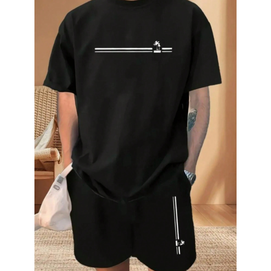 Kit 2 Conjunto Masculino Coquerio Camiseta 100% Algodão + Short Tectel Verão Lançamento