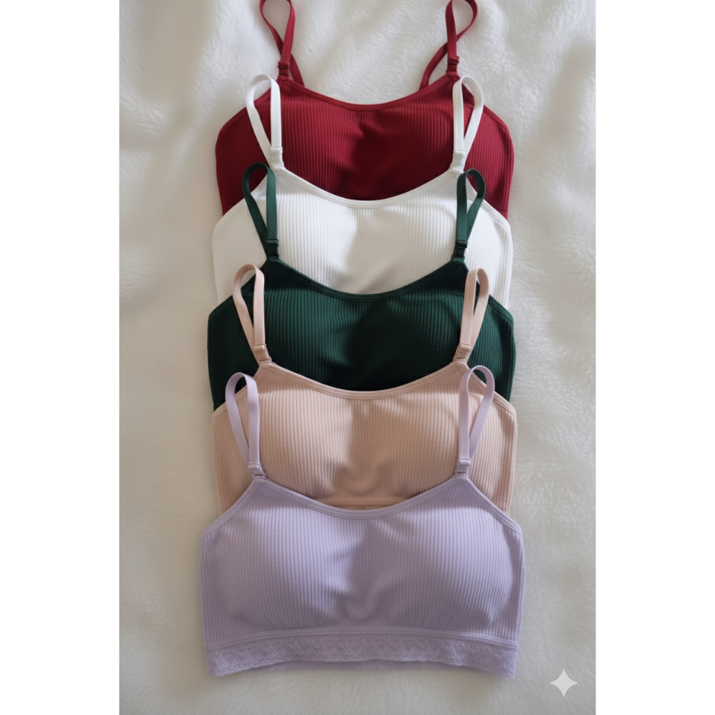 Kit 3 Top Cropped Alcinha Malha canelada Detalhe em Renda Croppeed Alça Fitness Acadamia Treino Blusinha Feminina