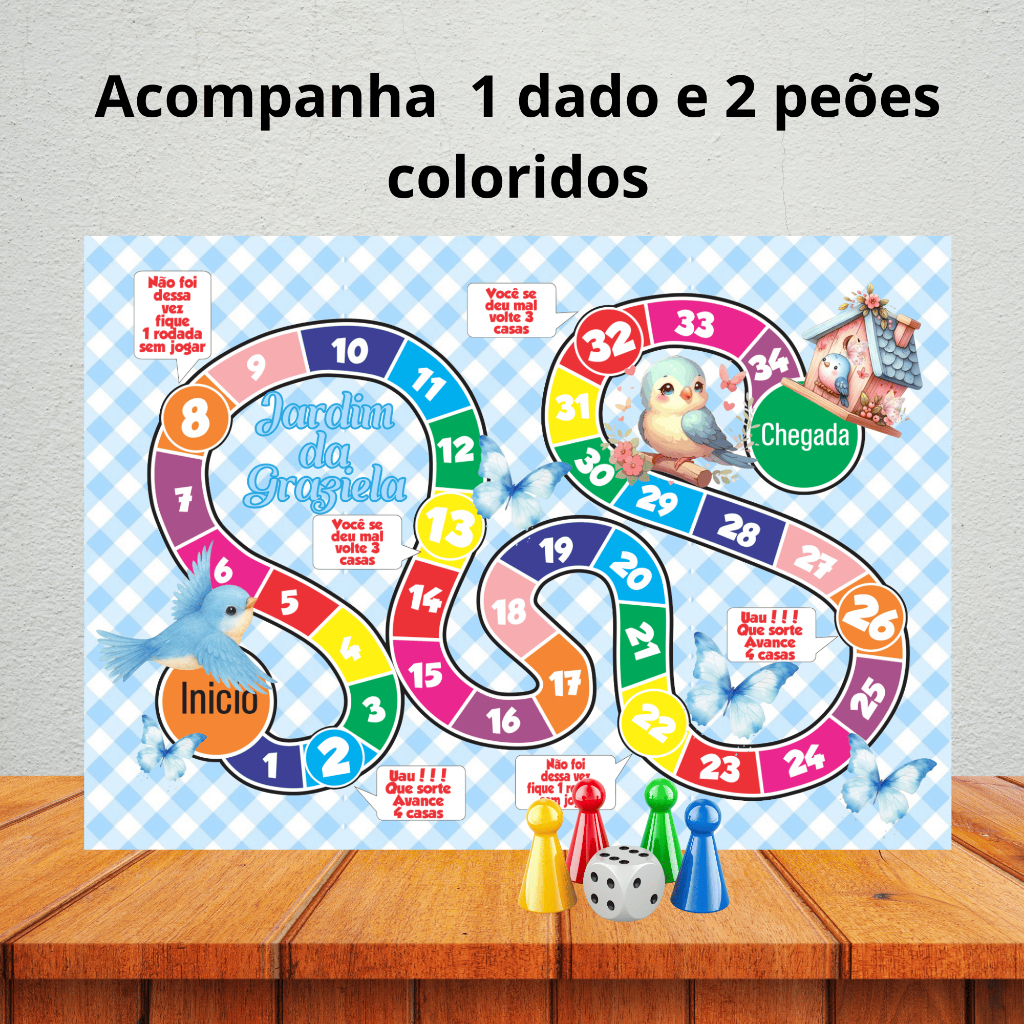 Jogo de tabuleiro para lembrancinha de aniversário/ kit festa/ personalizados - JARDIM ENCANTADO - BOSQUE ENCANTADO