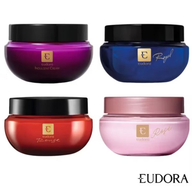 CREME ACETINADO HIDRATANTE CORPORAL EUDORA 250G - ROSÉ, INDULGENTE CREAM, ROUGE E ROYAL