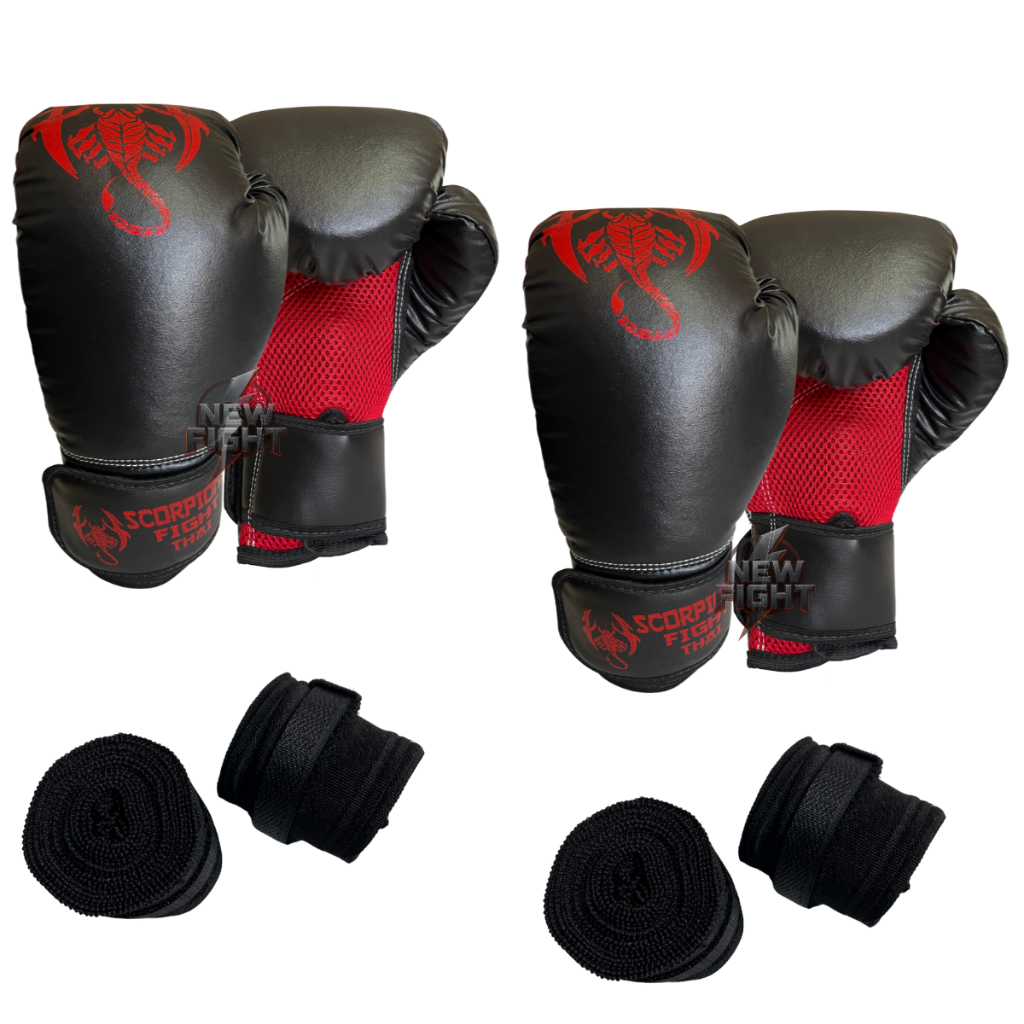 Dois Pares de Luvas Muay Thai Boxe  Kickboxing Treino Sparring Thai e Dois Pares de Bandagens 3 metros em Oferta na Shopee