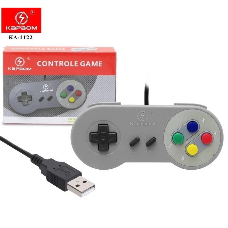 Controle Retro Nintendo SNES USB Emulador PC