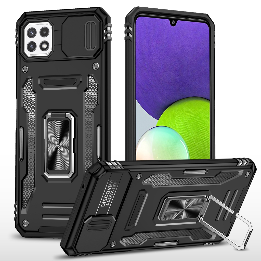 Capa Para Galaxy M32 /a22 4g Anti Impacto Anel Suporte protege camera (película de vidro opcional) em Oferta na Shopee