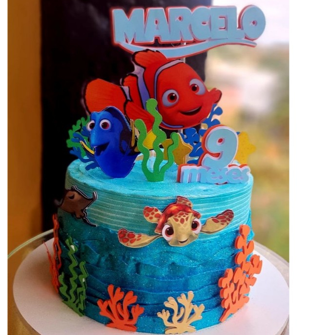 Topo de bolo Nemo e Dory - 3D Procurando Nemo