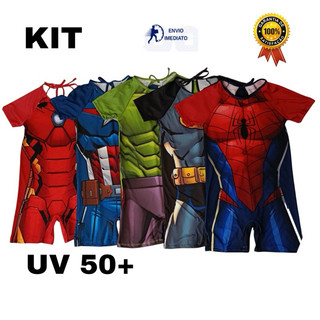 kit Fantasia Infantil Masculina Heróis Roupa Curta para Festa