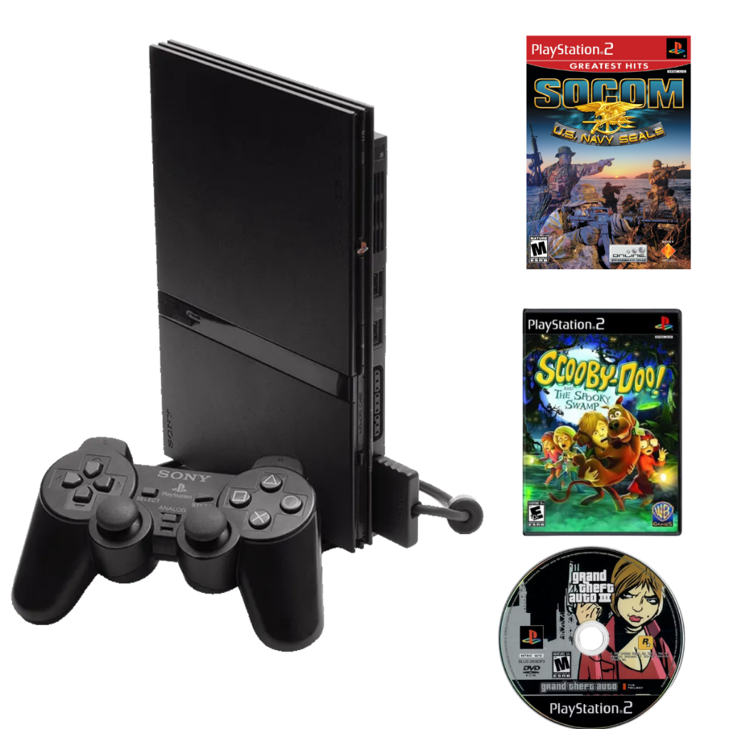 PlayStation 2 Slim Original | Ótimo Estado | Lê Discos Perfeitamente + 3 Jogos + 1 Controle
