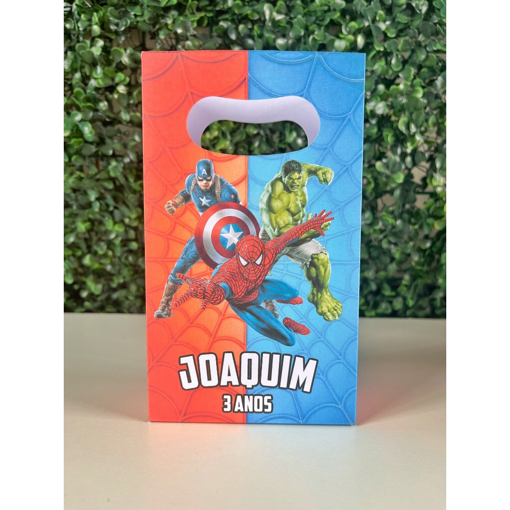 Sacolinha personalizada Vingadores/ Mimos de Aniversário Lembrancinhas (PEGUE E MONTE)
