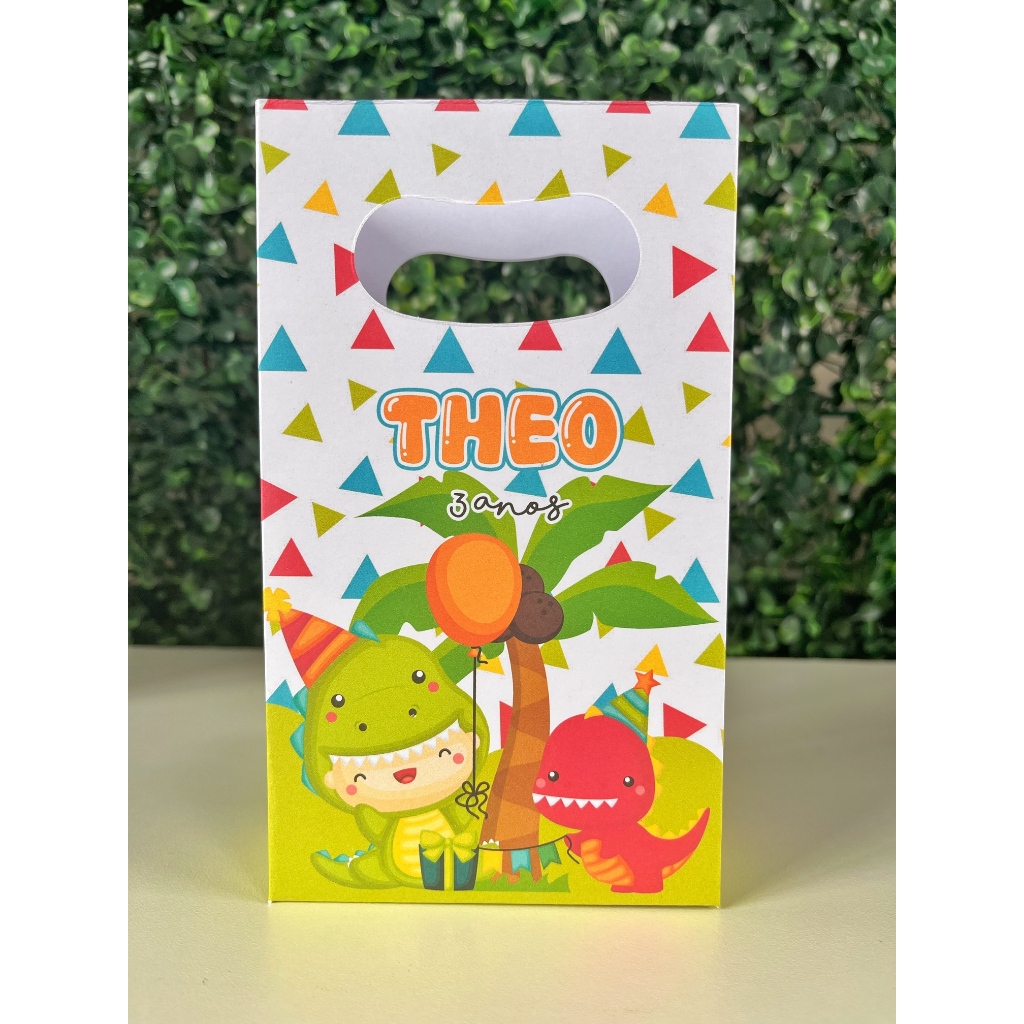 Sacolinha personalizada Dinossauro/ Dino Baby/ Mimos de Aniversário Lembrancinhas (PEGUE E MONTE)