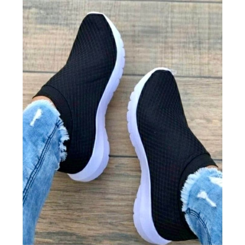 Tênis Meia Feminino sem Cadarço pratico ortopédico casual esportivo confortável leve academia caminhada