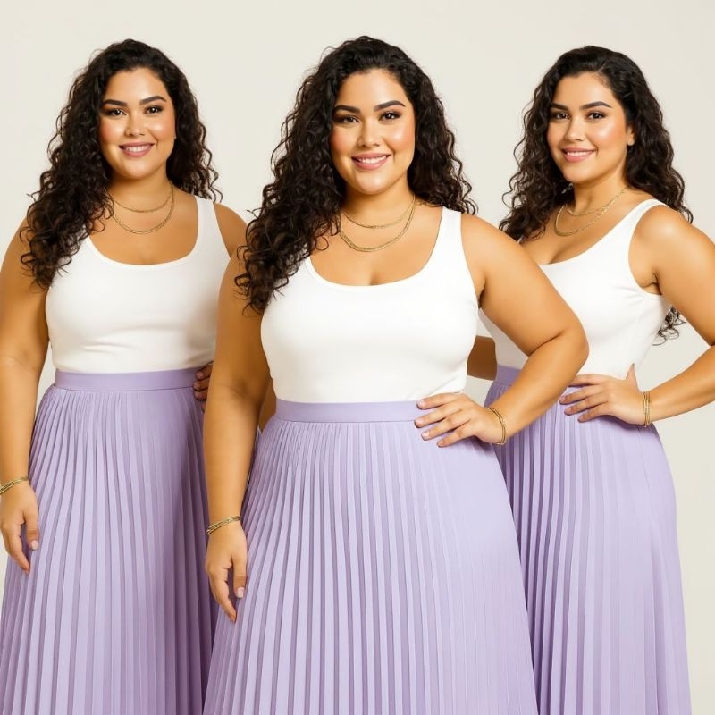 Saia MIDI Plissada Plus Size G1 G2 G3 Saia Moda Evangélica Saia Promoção