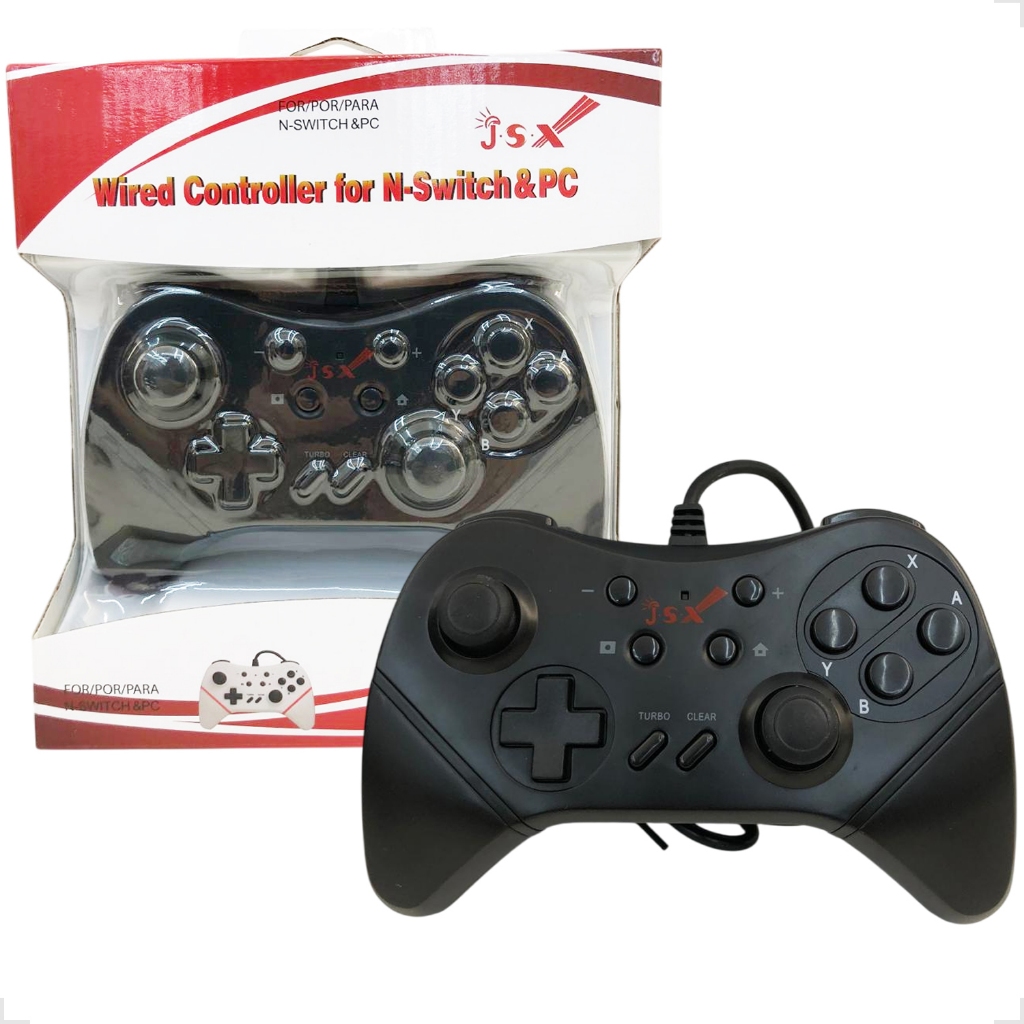 Controle Joystick Analógico Com Fio Usb 220cm Compatível Para N-Switch PS3 PC Computador PRETO