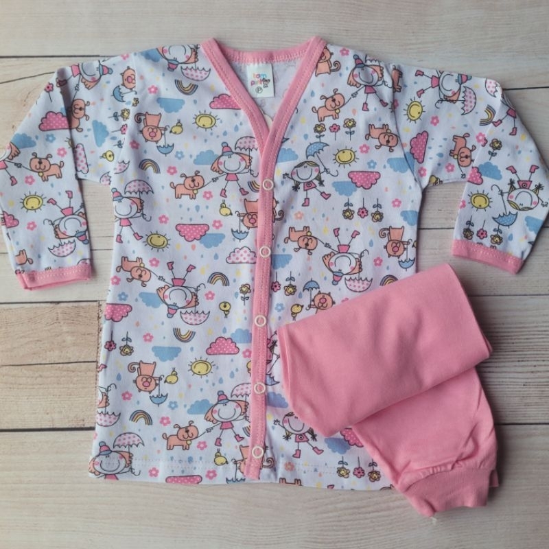 Pijama bebê menina | tam. P/M/G | pijama longo infantil, tecido meia malha, 100% algodão, pijama com botão