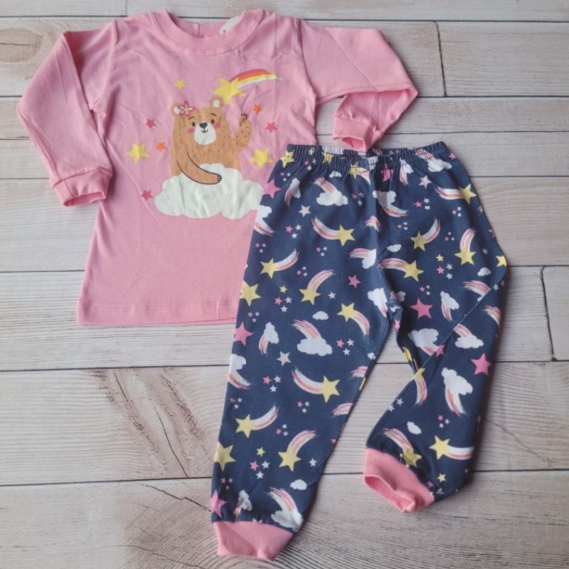Pijama bebê menina | tam. P/M/G | pijama longo infantil, tecido meia malha, 100% algodão, estampado, com punhos
