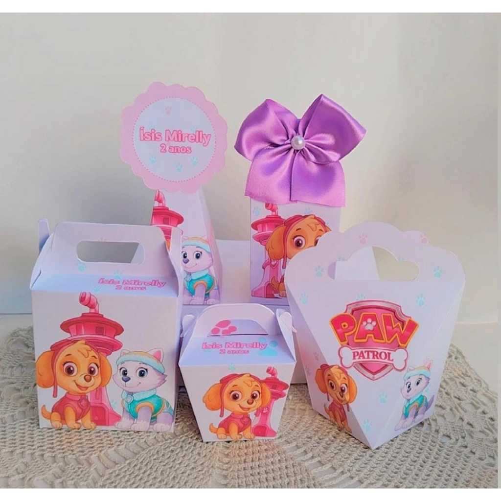Kit Festa Tema Princesa PATRULICA CANINA SKYE Caixinhas Personalizada Lembrancinhas para Festas PEGUE E MONTE