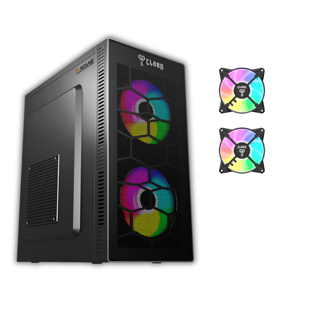 Gabinete Gamer Kaesar Mesh Tela Frontal Mid Tower Clanm Com 2 Fans ARGB